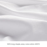 400-thread-count white cotton sateen fabric detail, used in Fix Linens sheets and duvet covers.