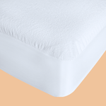 Corner of mattress with Fix Linens Full Size waterproof breathable mattress protector fitted securely, showing snug elastic edges.