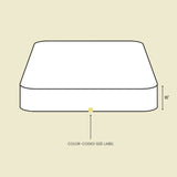 Line drawing diagram of Fix Linens Twin XL mattress protector with labeled size specifications and fitted depth dimensions.