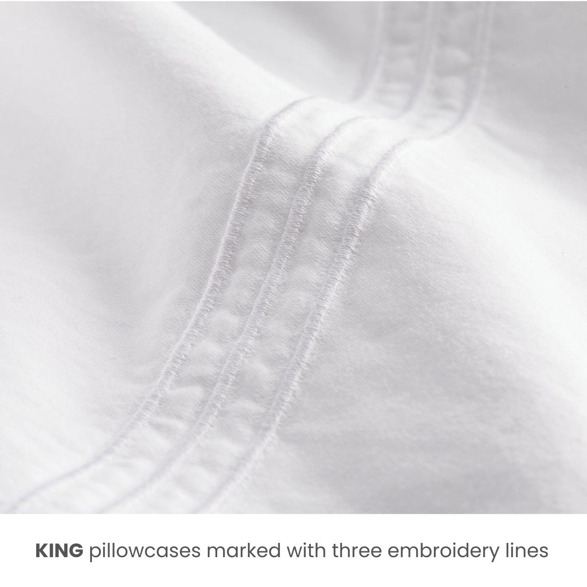 King pillowcase set (2-pack) with embroidered size line, soft cotton ideal for vacation rentals
