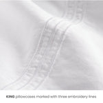 King pillowcase set (2-pack) with embroidered size line, soft cotton ideal for vacation rentals