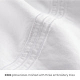 King pillowcase set (2-pack) with embroidered size line, soft cotton ideal for vacation rentals