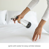 spritz with water for easy wrinkle release