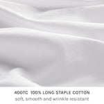 fix linens fabric detail of 400TC long staple cotton. soft smooth and wrinkle resistant