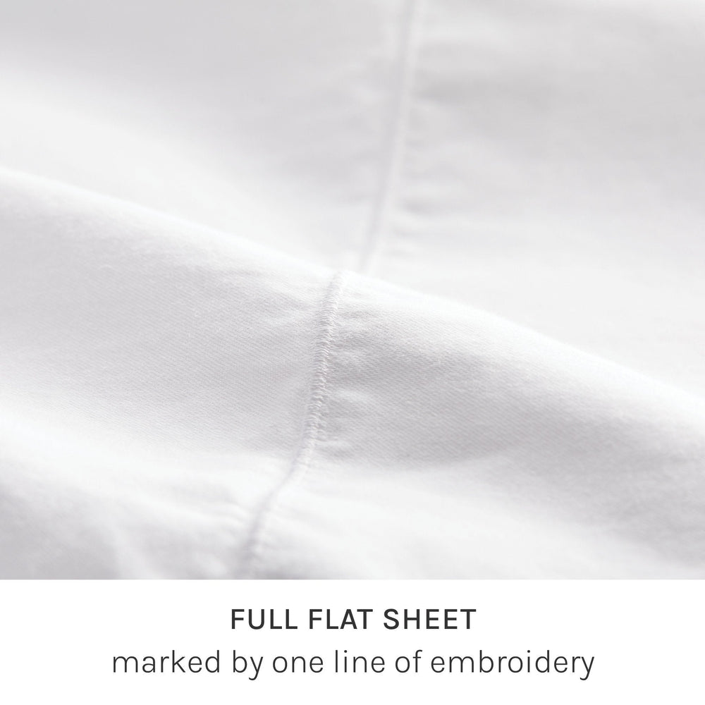 
                  
                    fix linens simple sort sheets. full flat sheet marked by one line of embroidery
                  
                